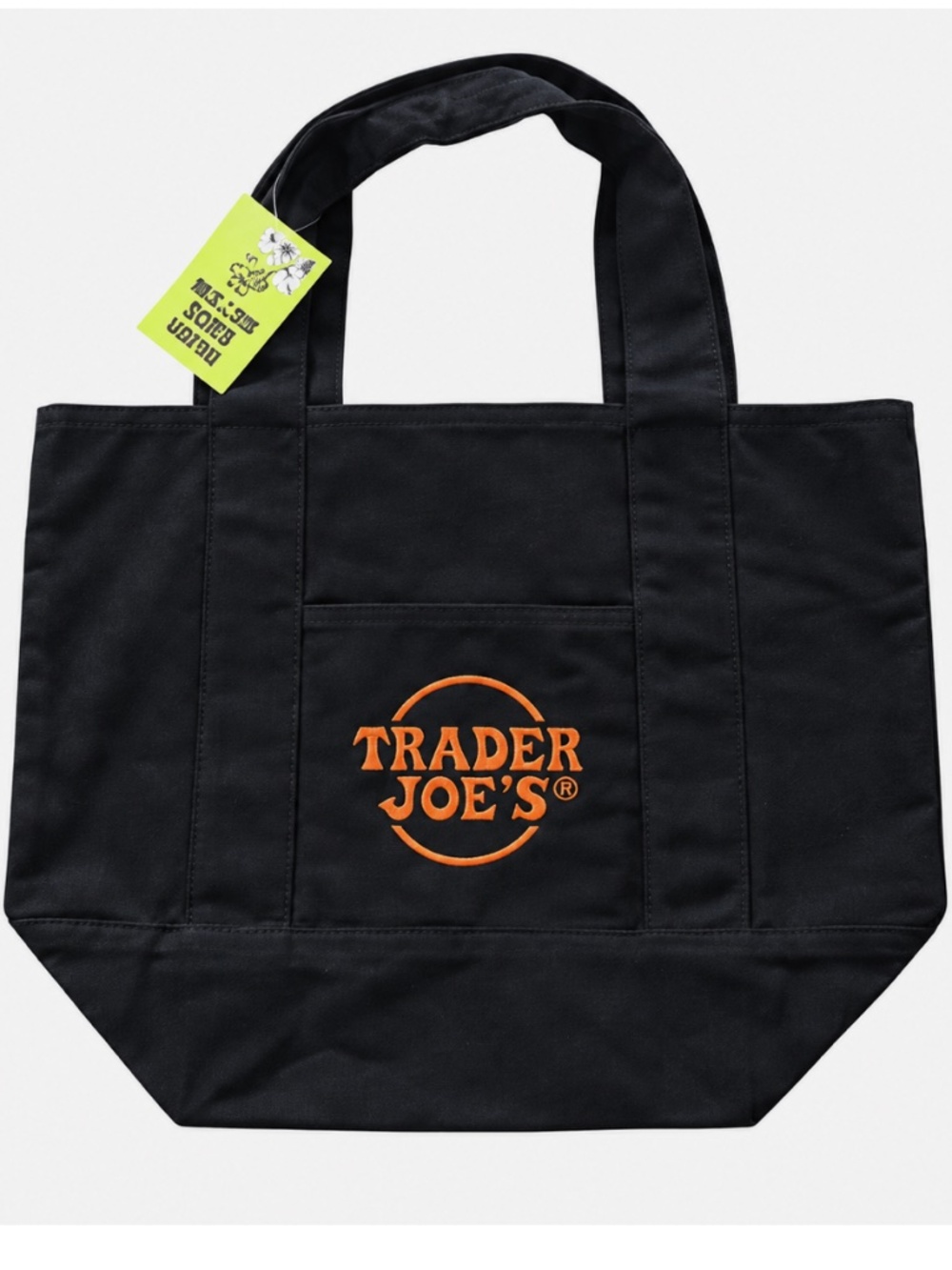 Trader Joe’s Black Mini Tote Canvas Bag New with tag
